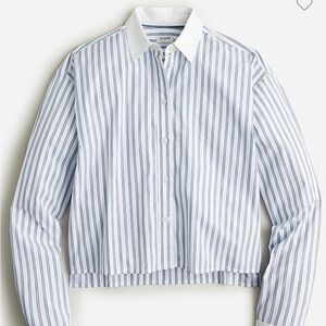 J Crew Relaxed fit cropped shirt in Oakhill stripe